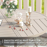 VICLLAX Round Patio Table with Adjustable Umbrella Hole for 4, All Weather Metal Outdoor Dining Table for Lawn Garden - Photo 6