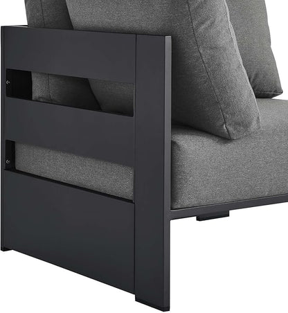Modway Tahoe Aluminum Outdoor Sectional Corner Chair in Gray Charcoal with Weather-Resistant Cushions, Deep Seat Modular for Patio Furniture Lounge Set