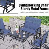 PatioFestival 2 Pcs Patio Glider Bench Set - Outdoor Loveseat Glider Chair with Metal Coffee Table, Textilene Fabric - Photo 5