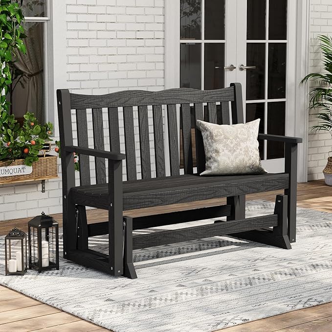 Stoog Outdoor Glider Benches Set of 2, All-Weather Patio Glider with 800 lbs Weight Capacity, Low Maintenance, for Porch - Photo 2