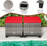 Tangkula 2 Pieces Patio Rattan Ottomans, Outdoor Wicker Footstool Footrest Seat with Soft Cushions and Steel Frame - Photo 7