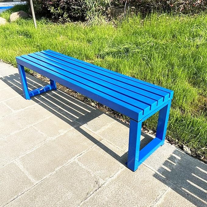 Weatherproof Metal Dining Bench, Outdoor Bench Backless Patio Bench 2-Person Farmhouse Bench Garden Bench for Kitchen, Living Room, Entryway(Blue,5.9ft)