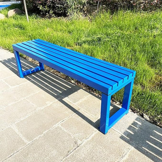 Weatherproof Metal Dining Bench, Outdoor Bench Backless Patio Bench 2-Person Farmhouse Bench Garden Bench for Kitchen, Living Room, Entryway(Blue,5.9ft)