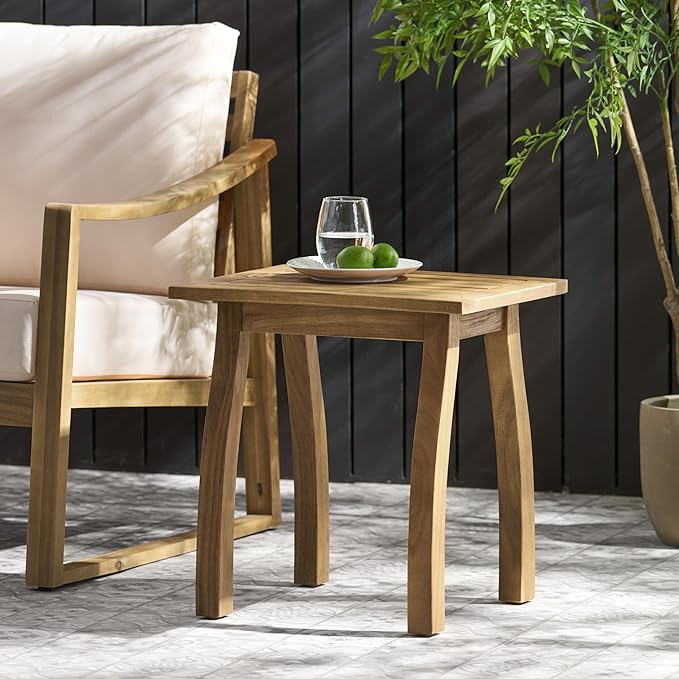 Christopher Knight Home Selma Acacia Wood Outdoor Side Table, Decorative Rectangular Small Accent Table - Photo 5