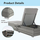 Outdoor Chaise Lounge Chair Set of 2 Wicker Pool Lounge Chairs Tanning Lounges for Outside Lawn Sunbathing Chairs with - Photo 6
