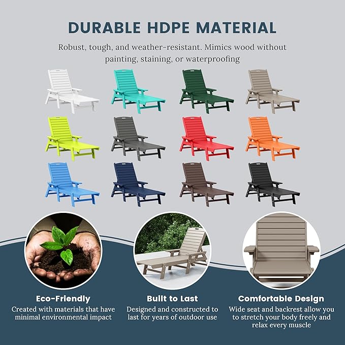 WO WESTIN OUTDOOR HDPE Laguna Poly Reclining Chaise Lounge, Weatherwood