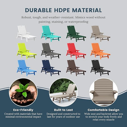 WO WESTIN OUTDOOR HDPE Laguna Poly Reclining Chaise Lounge, Weatherwood