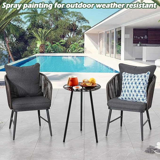 1 Pack Metal Outdoor Side Tables Small Outside Round End Table for Patio Modern Accent Garden Corner Table for Small - Photo 4