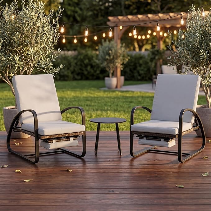 Outdoor Chaise Lounge Chairs Set with Table, 5-Position Adjustable Patio Recliner, Conversation Furniture for Deck, Lawn, Garden, Off-White