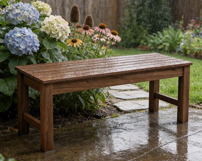Psilvam 2-Person Outdoor Poly Lumber Patio Backless Bench, Fade-Resistant & Odor-Free Poly Lumber Patio Furniture - Photo 6