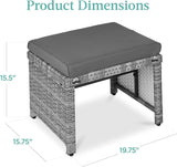 Best Choice Products Set of 2 Wicker Ottomans, Multipurpose Outdoor Furniture for Patio, Backyard, Additional Seating - Photo 7