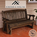 Amish Heavy Duty 800 Lb Mission Pressure Treated Porch Glider with Cupholders (4 Foot, Dark Walnut Stain) - Photo 3