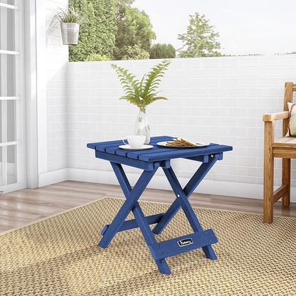 FUNBERRY Outdoor Folding Adirondack Side Table, Portable No Assembly Patio End Table HDPE All Weather