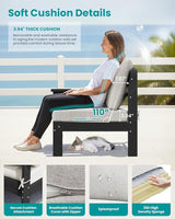 SERWALL 3 Pieces Patio Conversation Set, All-Weather HDPE Outdoor Sofas with Cushions and Coffee Table - Photo 4