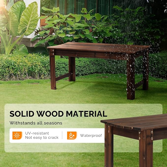 VINGLI Outdoor Wood Bench, 40" Outdoor Bench Patio Wooden Bench Garden Bench Outdoor Backless Bench for Deck Patio - Photo 5