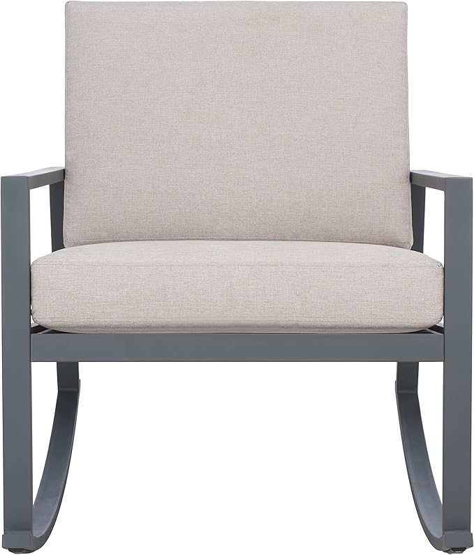 SAFAVIEH Outdoor Collection Cantor Grey/Light Grey Cushion Rocking Chair