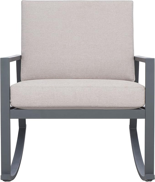 SAFAVIEH Outdoor Collection Cantor Grey/Light Grey Cushion Rocking Chair