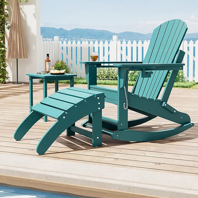 GarveeLife Ottoman for Adirondack Chair, HDPE Adirondack Ottoman Footrest, Weather Resistance Outdoor Footstool for Outside Porch Pool Lawn Backyard
