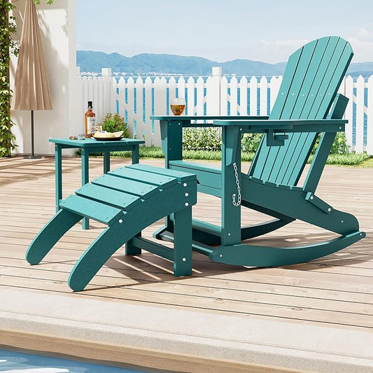 PeakPursuit Adirondack Ottoman Foot Rest for Adirondack Chair, HDPE Resin Weather-Resistant Outdoor Patio Footstool for Porch, Pool, Lawn & Backyard Use