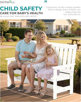SERWALL Outdoor Bench with Cup Holder, 58" HDPE Garden Park Bench Suitable for 3 Person - Photo 4