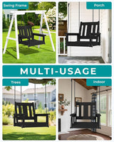 SERWALL HDPE Single Porch Swing, Heavy Duty Single Person Swing Chair with 2 Polypropylene Hanging Ropes - Photo 3