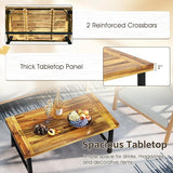 Tangkula Outdoor Acacia Wood Coffee Table, Rectangle Rustic Accent Table with Thickened Top & Heavy-Duty Metal Legs - Photo 6