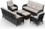 Joyside Wicker Patio Furniture Set, 6 Piece Outdoor Furniture Set with Thickened Cushions, High Back, Deep Seating - Photo 7