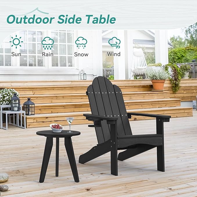 HDPS Outdoor Side Table, Small Round Side Table Weather-Resistant, Outdoor Side Tables for Patio, Porch, Deck - Photo 4