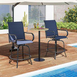 Tangkula Outdoor Swivel Bar Stools Set of 2, Bar Height Tall Patio Chairs with Armrests & High Back - Photo 2