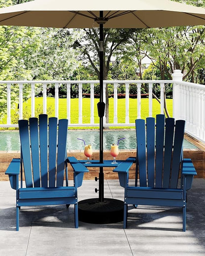 GREENVINES Folding-Adirondack-Chairs-Set-of-6 | HDPE Plastic | Throne Series | Fire Pit Chair | All Weather | for Outdoor Patio Deck Backyard Poolside | Blue