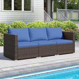 Tangkula 3 Seat Outdoor Wicker Sofa Set, Modular PE Rattan Patio Cushioned Sectional Couch Set - Photo 2