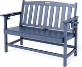 Sophia & William HDPE Outdoor Bench Weatherproof, 2-Person Garden Bench with Cup Holders, 700 lbs Capacity - Photo 1