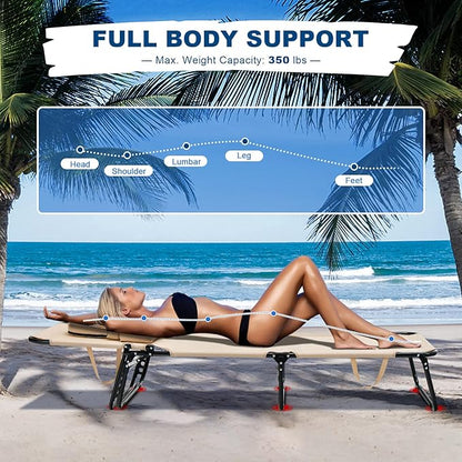 Goplus Tanning Chair, Folding Beach Lounge Chair with Face Hole, Removable Pillow, Carry Strap, Position Adjustable, Sunbathing Chair, Portable Outside Lounge Chair for Patio Pool