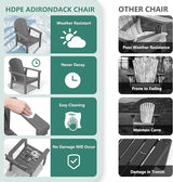 Adirondack Chair Set of 8, All Weather HDPE Fire Pit Chairs, Oversized Plastic Adirondack Chair for Outdoor, Balcony - Photo 4