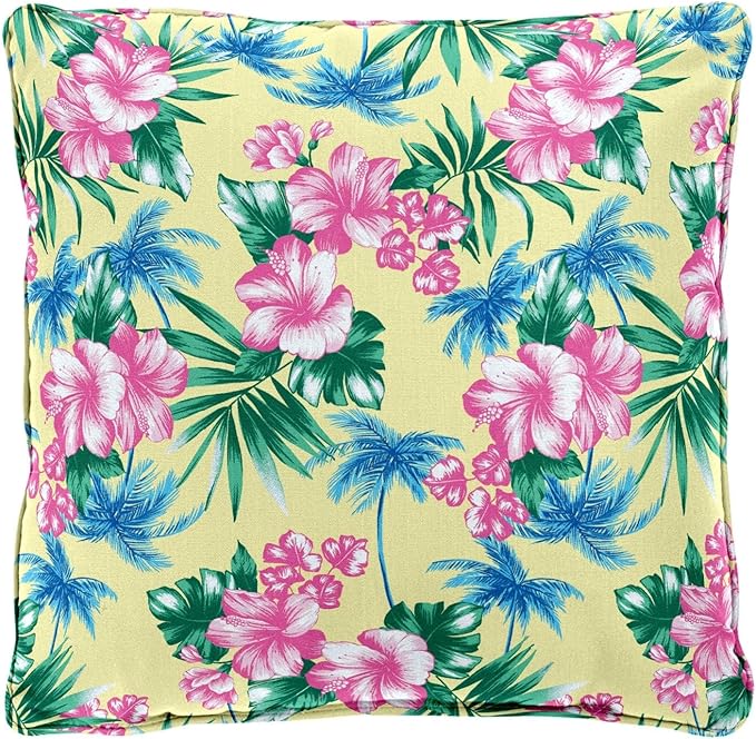 BrylaneHome 20" Square Throw Pillow - Patio & Outdoor - Water, Stain & Fade Resistant - Banana Island - Photo 1