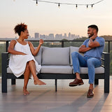 3-Seater All-Weather Iron Patio Sofa with Cushions - Heavy-Duty Metal Outdoor Sectional Couch for Garden - Photo 5