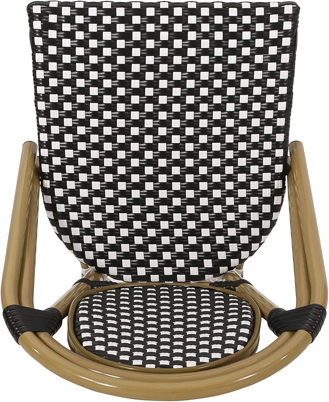 Gwendolyn Outdoor French Bistro Chairs (Set of 2), Black, White, and Bamboo Finish - Photo 8