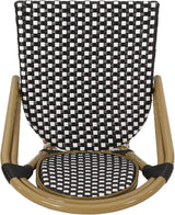 Gwendolyn Outdoor French Bistro Chairs (Set of 2), Black, White, and Bamboo Finish - Photo 8