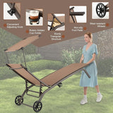 Giantex Outdoor Chaise Lounge Chair, Tanning Chair with Sunshade and Smooth Wheels, 6-Level Adjustable Position - Photo 4