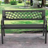 Outdoor Bench Metal Garden Bench - Park Outdoor Furniture Entryway Bench Steel Frame Porch Chair with Wide Backrest & - Photo 1