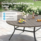 Patio Dining Table for 8-10, Round Metal Outdoor Table with Storage Shelf, 1.57" Umbrella Hole - Photo 4