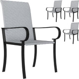 Outsunny Set of 4 Outdoor Wicker Dining Chairs, All-Weather Rattan Armchairs with Armrests, Steel Frame - Photo 1