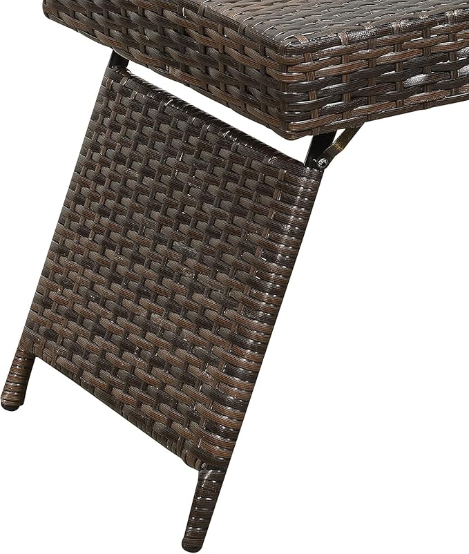 Foldable Outdoor Wicker Table, Lightweight Patio Rattan Coffee Table with Steel Frame, Portable Patio Side Table for Garden, Balcony, Deck