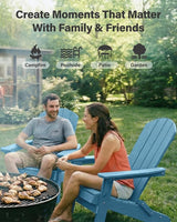 YEFU Adirondack Chair Set of 2, Folding Oversized Plastic Adirondack Chair with Cup Holder - Photo 8