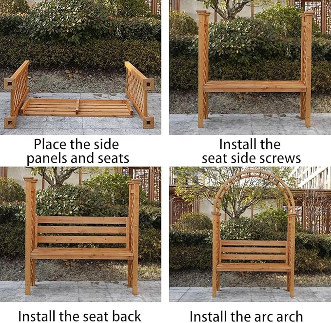Heavy Duty Garden Arch, Metal Garden Arbor with Bench, Two People Seat Rose Arch for Lawn Backyard Patio Outdoor Climbing Plant(Blue)