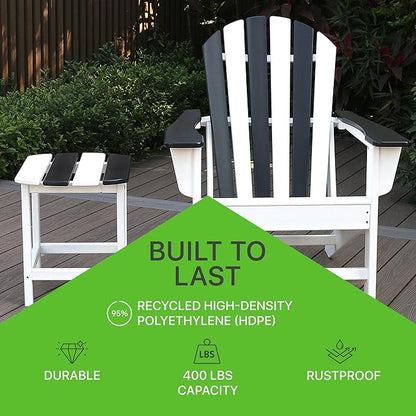 NewTechWood Atlantic Classic Curveback Plastic Weather Resistant Patio Adirondack Chair, Easy Installation, Widely Used in Outdoor, Fire Pit, Deck, Lawn, Outside, Garden Chairs (Zebra)