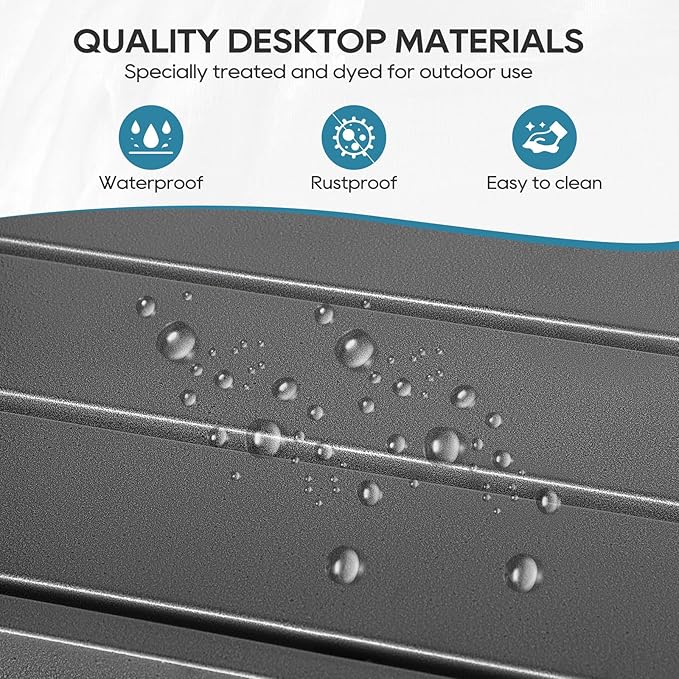 Outdoor Bar Table, Patio Console Pub Height Tables with Powder Coated Steel Frame - Photo 5