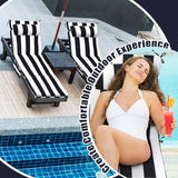 RattanView 2 Pcs Outdoor Chaise Lounge Cushion with Pillow and Side Pockets Waterproof Lounge Chair Cushions for - Photo 6