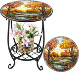 Outdoor Side Table Round Small Mosaic Patio Accent Indoor End Plant Coffee Tea Table for Yard Patio Porch Garden Living - Photo 7