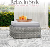 Elle Decor Vallauris Patio Outdoor Furniture Collection, Premium All Weather Wicker, Ottoman, Gray - Photo 2